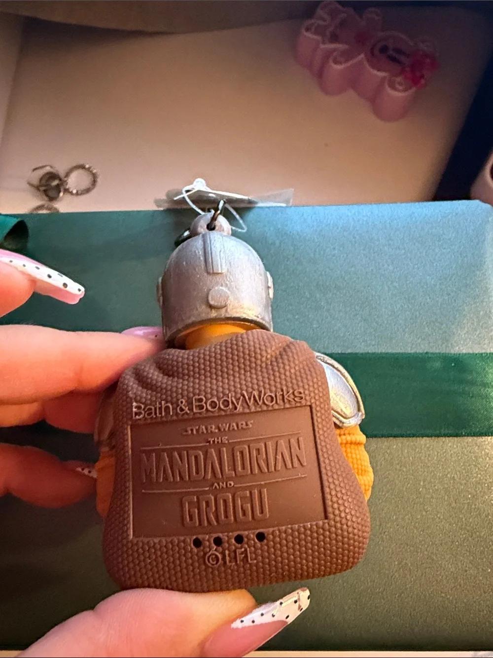 Bath & Body Works Mandalorian & Grogu Keychain Charm - Silver, Green, Brown